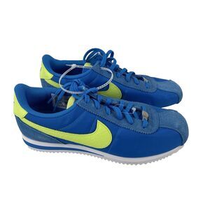 Nike Cortez Textile Youth Size 6.5Y Blue/White/Light Lemon Twist IB7748-406